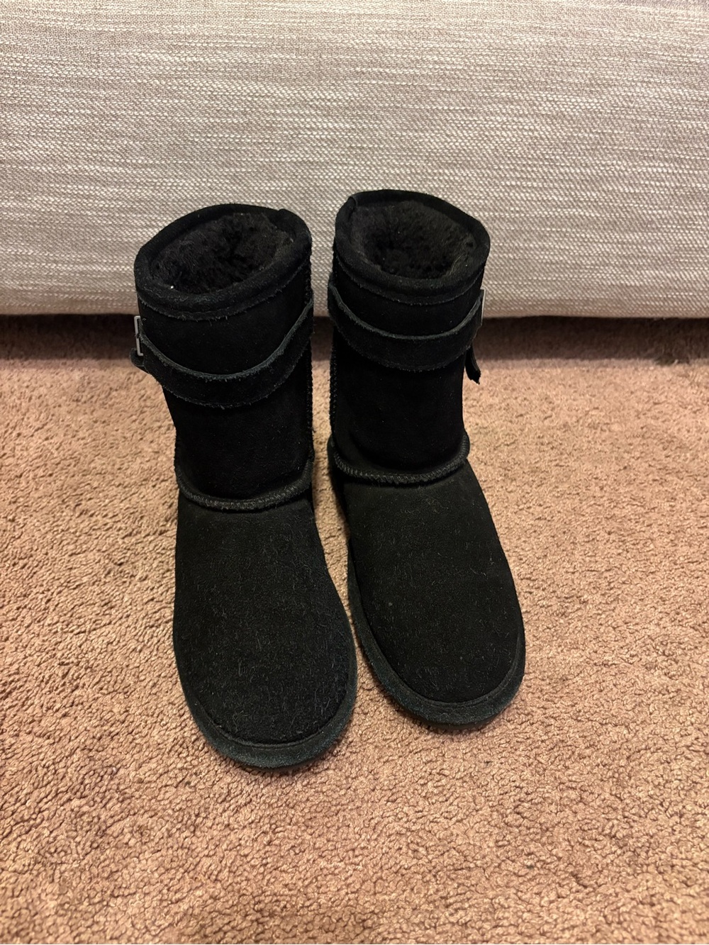 Bear Paw Black Suede Cozy Winter Boots